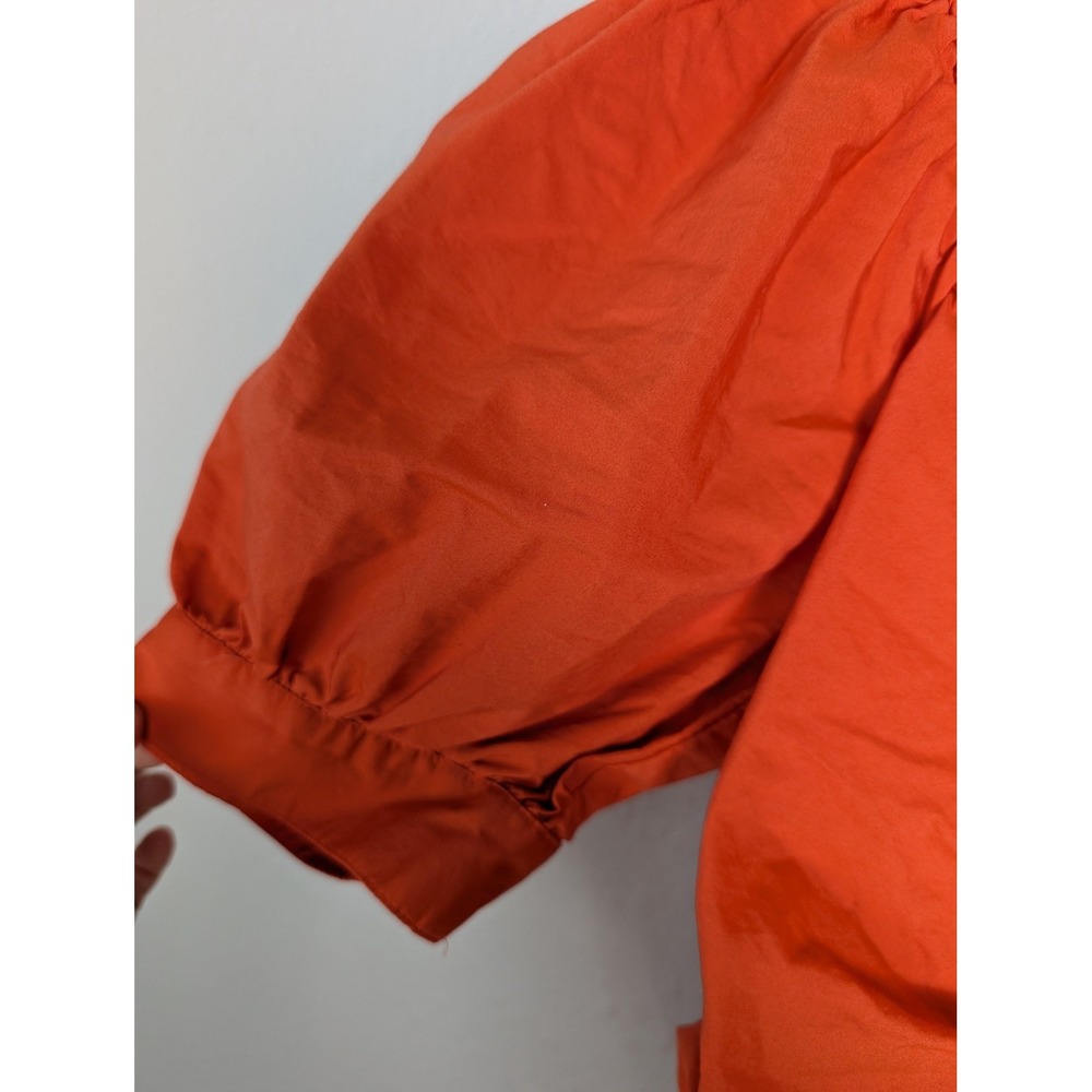 7th Avenue Design Studio Dress Womens XL Orange Midi Fit & Flare Puff Sleeve - Picture 4 of 8